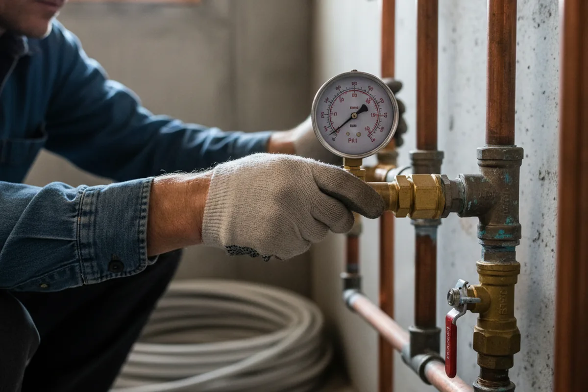 Pressure testing a repaired line during Water Line Repair in West Kill